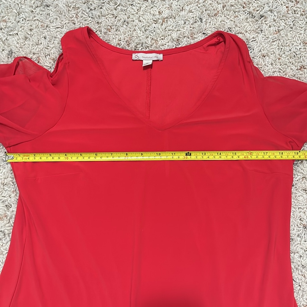 Flutter Sleeve Coral Dress Dress Barn Size 12 - Picture 7 of 8